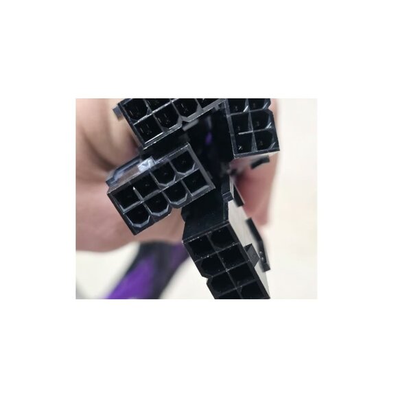 Custom Sleeved PSU Extension Cable Kit – Black & Purple (24-Pin, 8-Pin CPU, 8-Pi - Picture 5 of 11